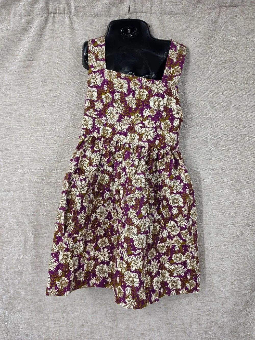 MILKBARN Purple Floral Organic Linen & Cotton Pinafore Apron